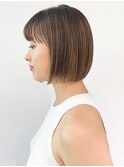 プツッとボブ_ハッシュカットフルバングレッドブラウン_ba473401