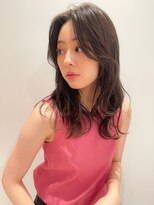 小顔カット黒髪デジタルパーマネビージュワンレンひし形ボブルフ