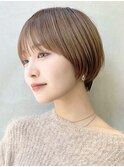  大人ショートボブ丸みショートカットマッシュショート前髪あり
