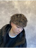 波巻きパーマ×メッシュ