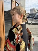 【 Blowfy 】成人式 着物 タイトシニヨン ヘアアレンジ