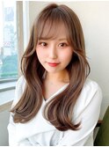 シャギーレイヤー韓国ワンホンヘアシースルーぱっつん前髪