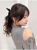 ロング顔周りレイヤーおくれ毛前髪カット_F21315