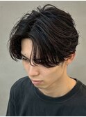 八事毛流れセンターパートニュアンスパーマフェザーパーマ30代