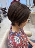 脱白髪染め丸みショート白髪ぼかしハイライト40代50代60代