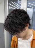縦落ちパーマセンターパートシャドウパーマサーフカール