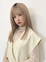 アース コアフュールボーテ 川中島店(EARTH coiffure beaute) ミルクティーベージュダブルカラーケアブリーチシースルーバング