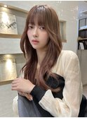 まろピンクベージュ*韓国ヘア くびれヘア 顔まわりカット 艶髪