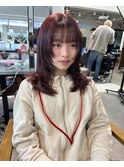 ざっくりミディアムレイヤー！ブリーチなしバイオレットピンク♪