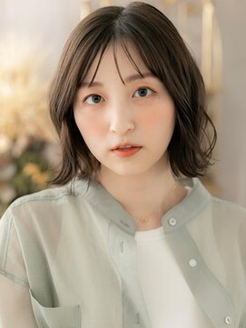 カバーヘア ブリス 上尾西口店(COVER HAIR bliss) 外ハネアッシュグレージュ小顔クセ毛風ボブa上尾20代30代40代