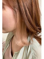 ルフレ 新宿歌舞伎町店(Reflet)&nbsp;インナーカラー/オレンジベージュ/ダブルカラー/イヤリング