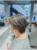 ハイライト短髪ツーブロック束感黒髪シークレットパーマ流行