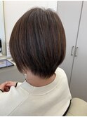ファッションカラーで脱白髪染めショートボブ