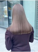 ブリーチなしダブルカラーピンクベージュミディアムボブ20代30代