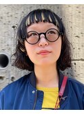 オン眉ボブくせ毛パーマ顔まわりカット