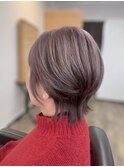 ショートピンクベージュハイライト