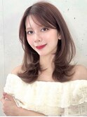 イメチェン/ピンクベージュ/ミディアムレイヤーカット/前髪/韓国
