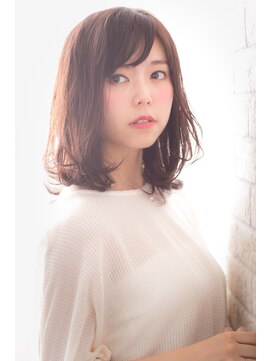 エルデ ナインズ ヘアー スタンド 川口店(elde 9's HAIR STAND) 41モーブカラーのワイドバングで大人かわいいくびれミディ 川口