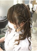 編み込みハーフリボンアレンジ