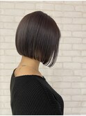 暗髪透明感前下がり切りっぱなしボブアッシュグレー川口