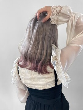 オル(Olu) 【MASAYA】ホワイトグレー×ピンク裾カラー