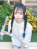 #黒髪#エクステ/60枚#インナー#ブルー#地雷系#量産#コンカフェ嬢