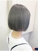 切りっぱなしボブショートボブミルクティーベージュダブルカラー