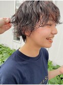 マッシュショートパーマ オレンジブラウン