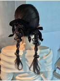 【ダブルポニーテール】/結婚式/二次会/同窓会/銀座/ヘアセット