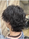 波巻きパーマミディアムくびれウルフ絶壁解消名古屋栄メンズヘア
