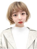 【over hair】ミニボブ×ケアブリーチ×ミルクティーベージュ