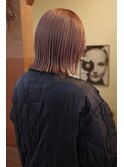 髪質改善切りっぱなしボブ外はねボブヘイリーボブピンクベージュ