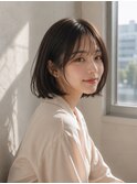 シースルーバングミディアムボブ