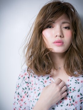 カバーヘア イヴ 戸頭店(COVER HAIR EVE) ダブルバングx無造作カールの小顔セミディw戸頭20代30代40代