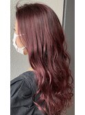 カシスピンク レイヤーロング 斜めバング デザインカラー
