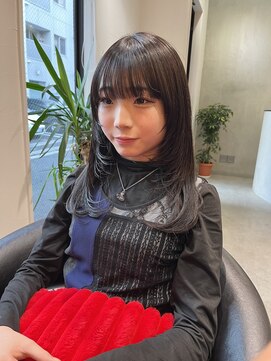 ロンドエニカ 大宮(Lond enika) レイヤーボブブリーチなしダブルカラーロング大宮ブルーブラック