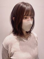 韓国切りっぱなし肩上ミディアムボブ前髪カットトリートメント
