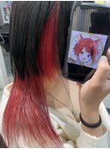 すとぷり 莉犬 ウルフカット インナーカラー レッド ブラック