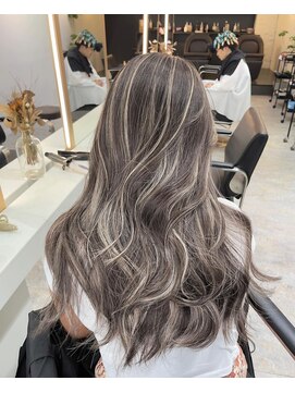ブレンド 渋谷(BLend) ハイライトカラーくびれヘアアプリコットオレンジ