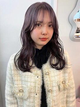 ユニバイリサ 天神大名店(uni by risa) ミルクティーラベンダー 顔周りカット 透明感カラー 美髪 20代