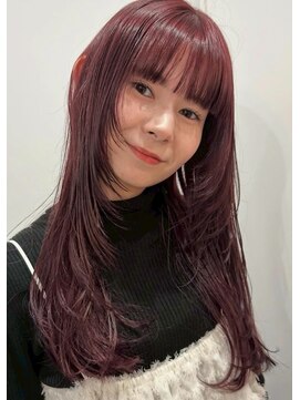 ホイルカラーレイヤーロング顔周りカット似合わせカット