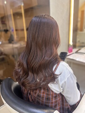 フレア(FLAiR) 20代30代ブリーチなしピンクバイオレットカラーコテ巻き仕上げ