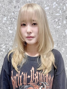 サンク 原宿 表参道(cinq) ヘーゼルベージュレイヤーボブレイヤーカットハッシュカット前髪