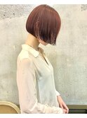 コンパクトボブ ミニボブ オレンジブラウン ブリーチ無しカラー