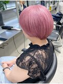 ピンクカラー　暖色系カラー　薄ピンク　ペールカラー　ショート