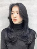 韓国風レイヤーカット顔まわりくびれオルチャン堀江