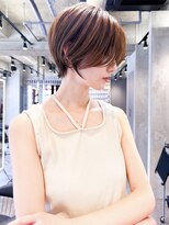 ロンド エメ 柏(Lond aimer)&nbsp;ミニウルフチェリーブラウンブリーチなしショートボブ前髪/柏柏