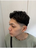 メンズビジネスアップバングショート理容室眉毛カット