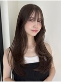 ロングレイヤー/ハッシュカット/チャコールグレー/透明感カラー