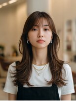 ラファンジュ ヘアー(Rohange hair)&nbsp;前髪あり レイヤーカット ストレートロング 地毛風カラー